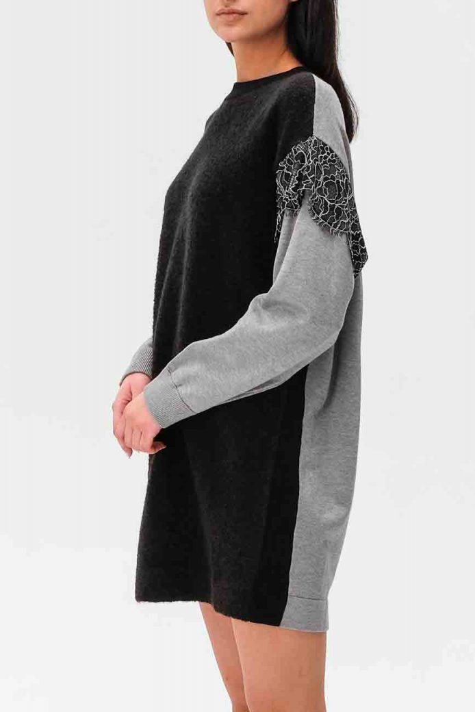 Трикотажное платье с кружевом на спине (Один размер, Бежевый) | вторсырье-м.рф бутик