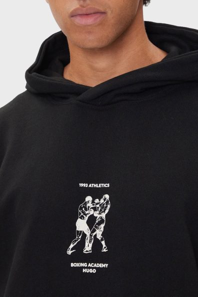 Чоловіче чорне худі з принтом на спині фото 2 Чоловіче чорне худі з принтом на спині