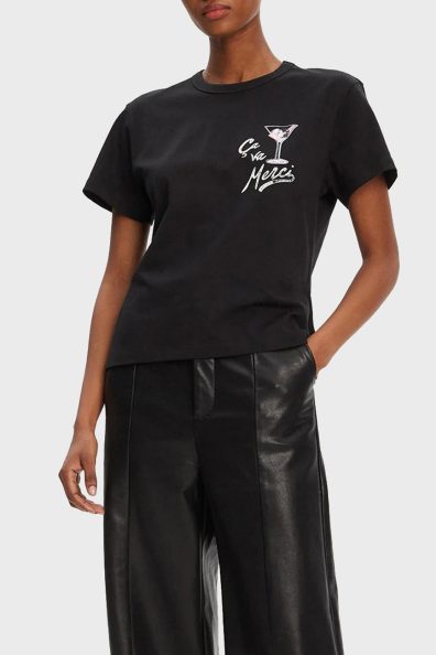 Женская черная футболка с принтом фото 3 Женская черная футболка с принтом