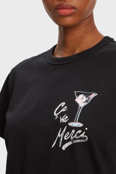 Женская черная футболка с принтом фото 2 Женская черная футболка с принтом