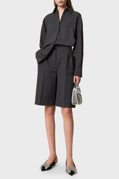 Серая рубашка оверсайз на пуговицы фото 4 Серая рубашка оверсайз на пуговицы