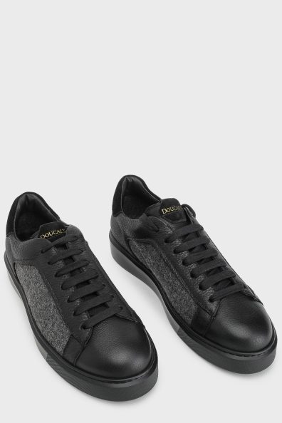 Мужские черные кеды с серыми вставками фото 1 Мужские черные кеды с серыми вставками