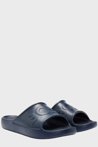 Чоловічі сині шльопанці з лого фото 1 Чоловічі сині шльопанці з лого