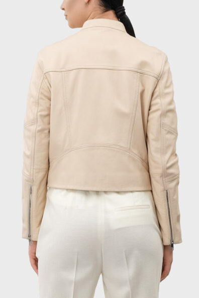 Женская бежевая кожаная куртка фото 1 Женская бежевая кожаная куртка