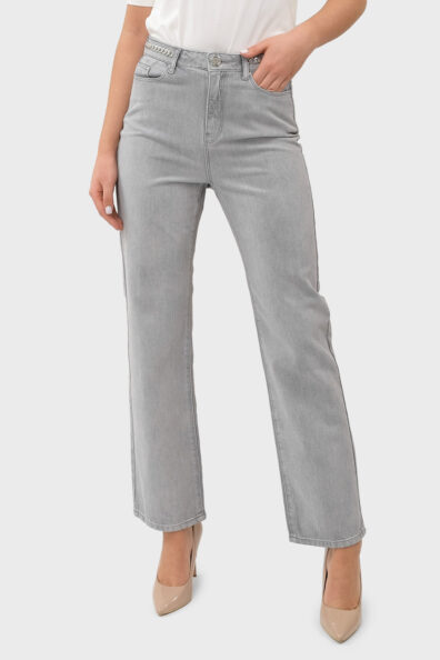 Женские серые джинсы с цепью