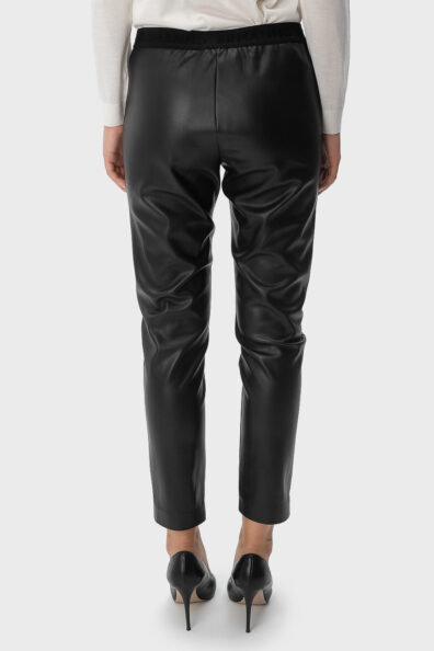 Черные кожаные брюки на резинке фото 1 Черные кожаные брюки на резинке