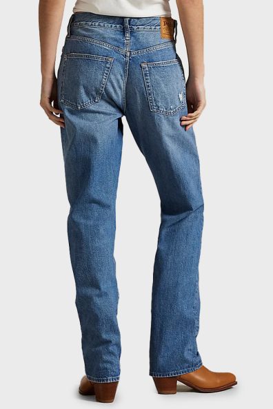 Жіночі блакитні джинси прямого крою фото 1 Жіночі блакитні джинси прямого крою