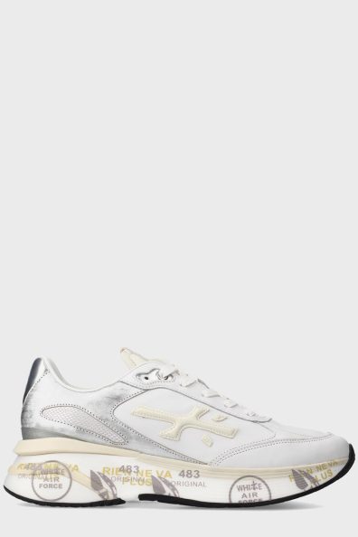 Женские белые кроссовки с серебряными вставками