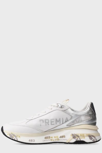 Женские белые кроссовки с серебряными вставками