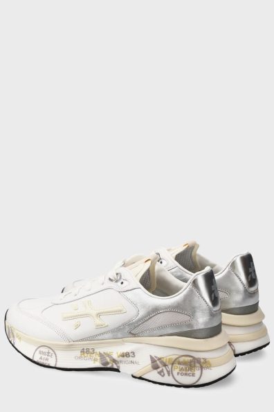 Женские белые кроссовки с серебряными вставками