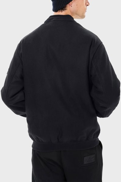 Мужской синий шерстяной бомбер