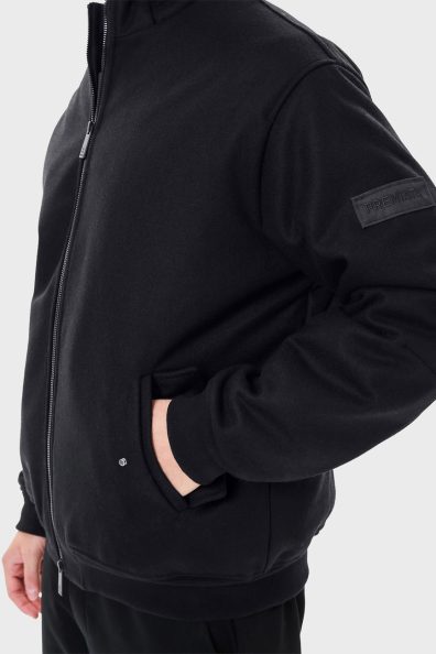 Мужской синий шерстяной бомбер