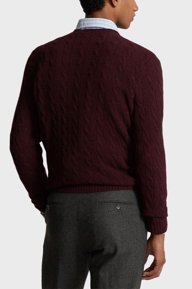 Чоловічий бордовий светр з вишитим лого фото 1 Чоловічий бордовий светр з вишитим лого