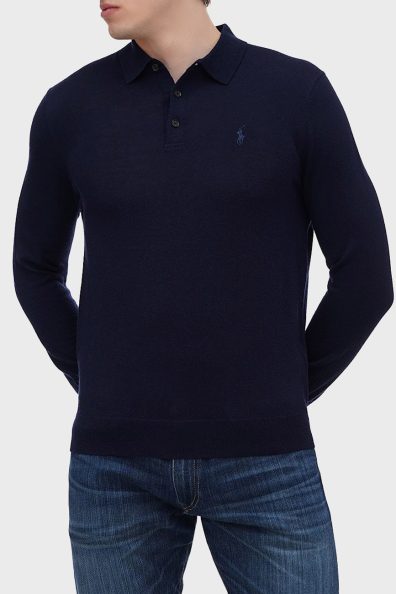 Темно-синє шерстяне поло фото 0 Темно-синє шерстяне поло