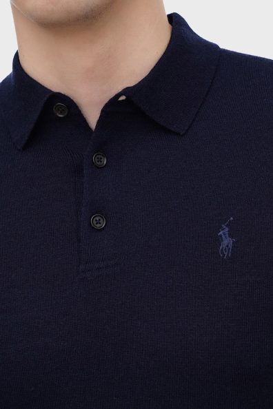 Темно-синє шерстяне поло фото 2 Темно-синє шерстяне поло