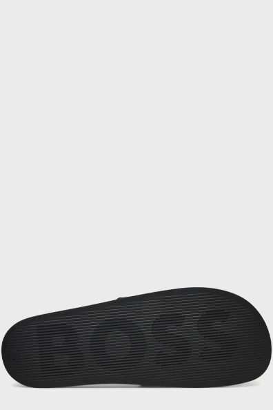 Чорні резинові шльопанці з логотипом фото 4 Чорні резинові шльопанці з логотипом