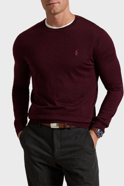Мужской свитер бордового цвета фото 0 Мужской свитер бордового цвета