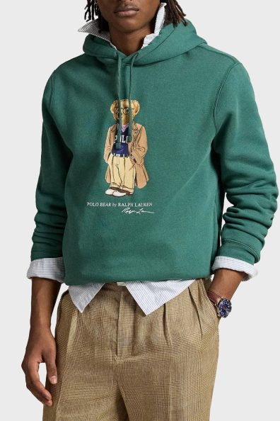 Чоловіче зелене худі з ведмедиком фото 3 Чоловіче зелене худі з ведмедиком