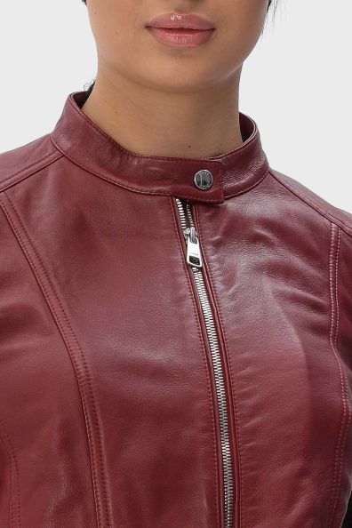 Классическая бордовая кожаная куртка фото 2 Классическая бордовая кожаная куртка