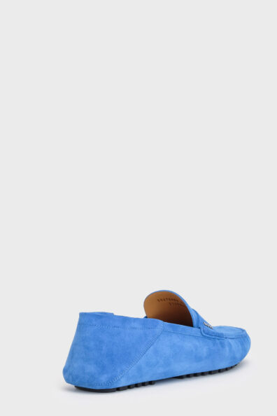 Голубые замшевые мокасины