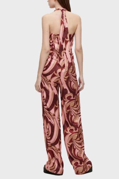 Жіночий різнокольоровий комбінезон із вирізом на зав’язках