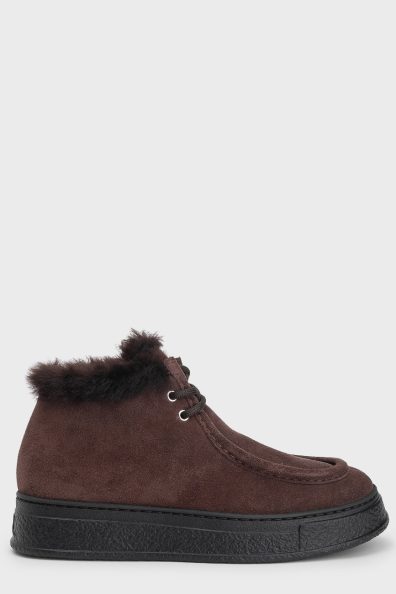 Черевики з хутром шоколадного кольору фото 0 Черевики з хутром шоколадного кольору