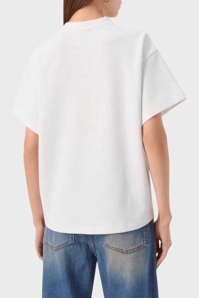 Женская белая футболка с принтом собачки фото 1 Женская белая футболка с принтом собачки