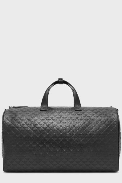 Черная кожаная дорожная сумка с логотипами фото 1 Черная кожаная дорожная сумка с логотипами