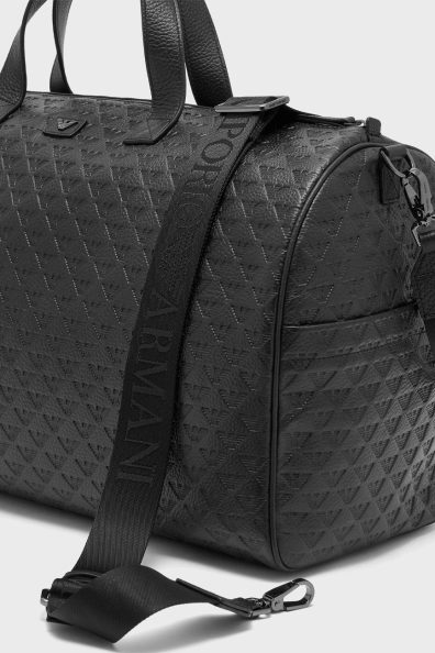 Черная кожаная дорожная сумка с логотипами фото 4 Черная кожаная дорожная сумка с логотипами