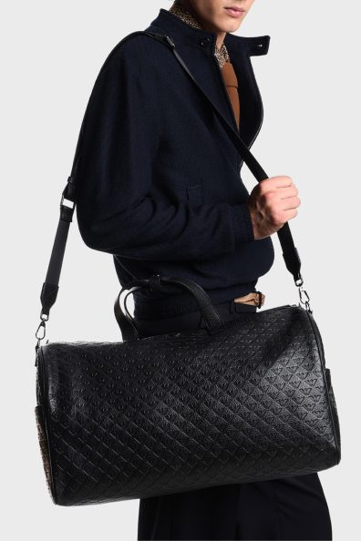 Черная кожаная дорожная сумка с логотипами фото 3 Черная кожаная дорожная сумка с логотипами