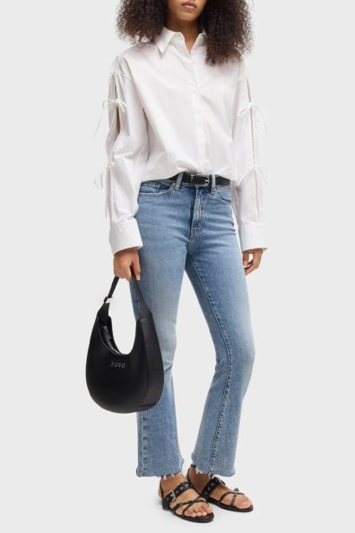 Оверсайз рубашка с бантами на рукавах фото 4 Оверсайз рубашка с бантами на рукавах