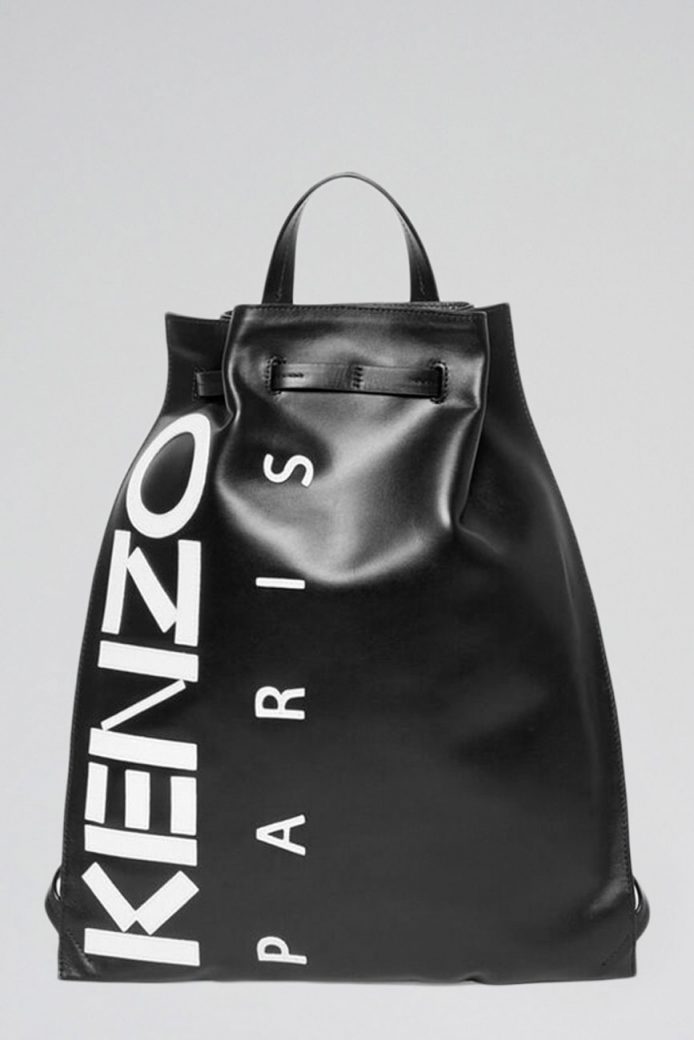 Кожаный рюкзак унисекс с брендовой надписью Kenzo купить в Украине